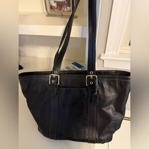 Black Coach Leather Tote.